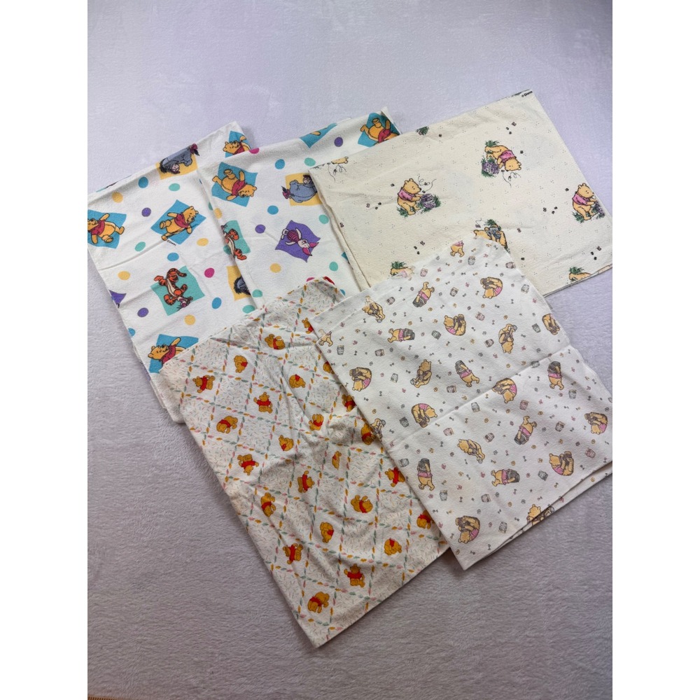 Vintage Disney Winnie The Pooh Receiving Blanket Lot 4 Pack Cotton Made in USA